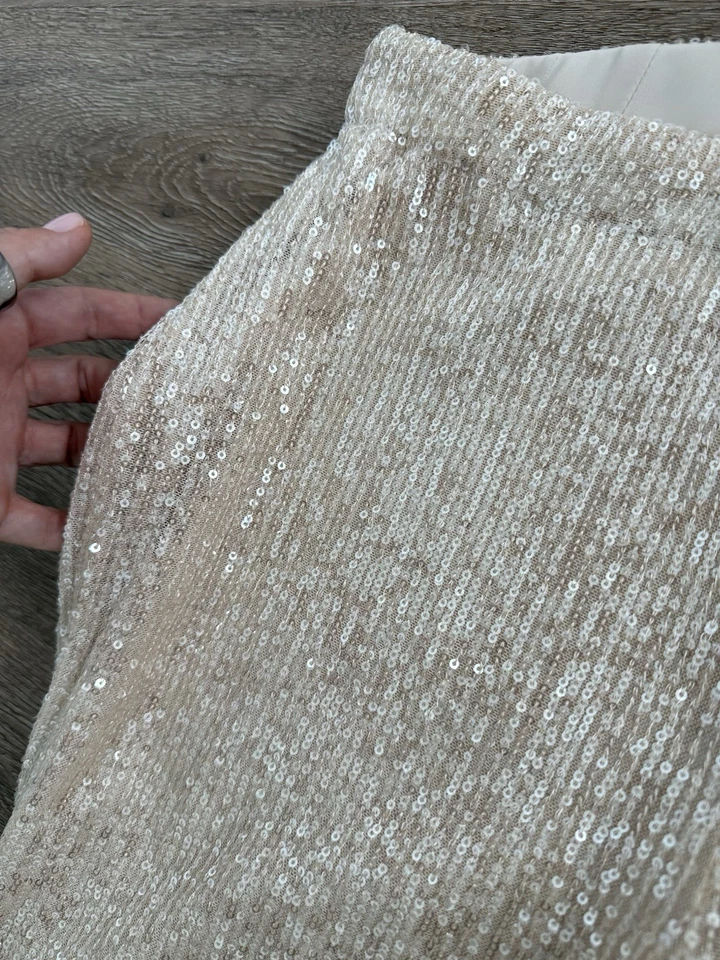 Calça feminina tatum com lantejoulas champanhe tamanho M - Imagem 4 de 4