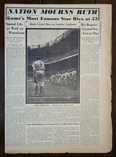 August 25, 1948 The Sporting News 8 page insert Nation Mourns Babe Ruth