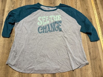 Sonoma Shirt Women's Plus 3X, Green Gray, Long Sleeve '' Free the Change''