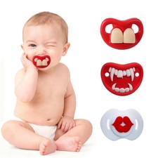 Funny Baby Pacifiers,Lips Pacifiers for Babies 3-18 Months,Baby Teeth and Vam...
