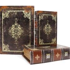 Buchattrappe Box Set 3 Stück Vintage Holz Geheimfach Schmuckaufbewahrung