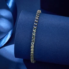 12Ct Round Lab-Created Rainbow Sapphire Luxury 7" S Link Tennis Bracelet Silver