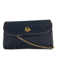 Christian Dior Flap Chain Shoulder bag Black Trotter Women's From Japan