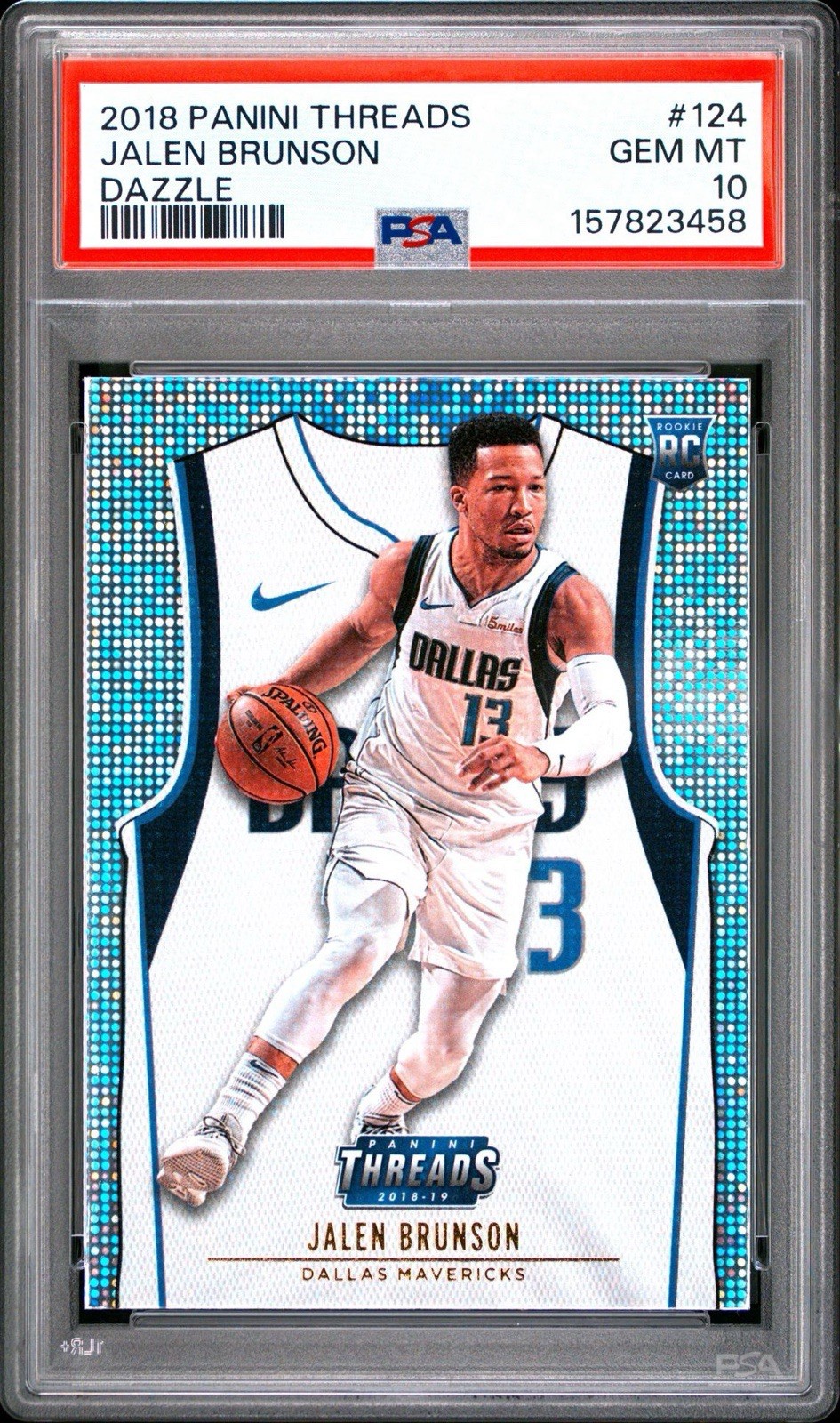 2018-19 Panini Threads JALEN BRUNSON Dazzle Rookie RC #124 Knicks PSA 10 🟠🔵