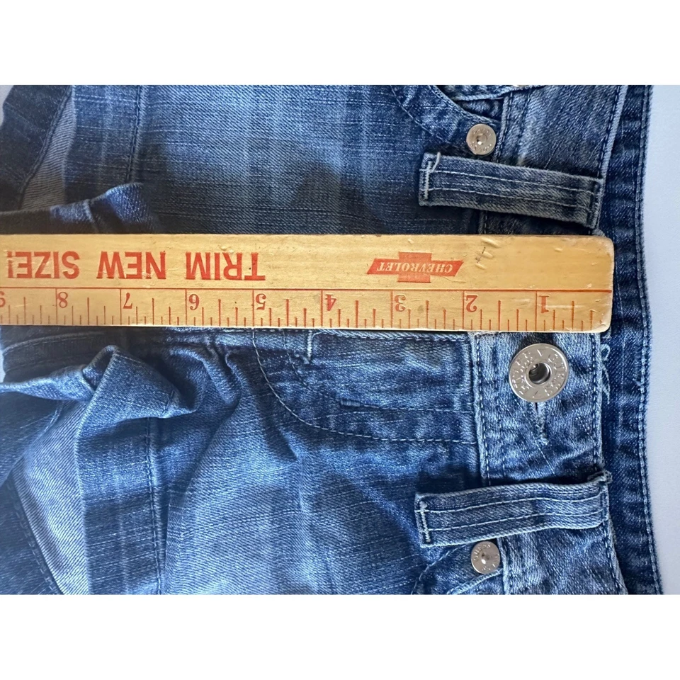 GUESS джинсы женщин размер 27 искусственно состаренный синий джинсовой ткани короткие шорты заниженной Y2K - Изображение 4 из 4