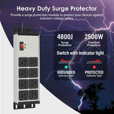 Heavy Duty Power Strip Surge Protector 20 AMP, 8 Outlets 12 Gauge Industrial ...