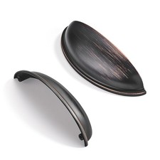 Oil Rubbed Bronze Cabinet Cup Drawer Pulls Kitchen Hardware Handles 4 In 2 PCS