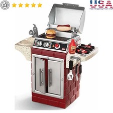 Kids BBQ Playset Outdoor Indoor Pretend Grill Cooking Toy W/ Accessories New