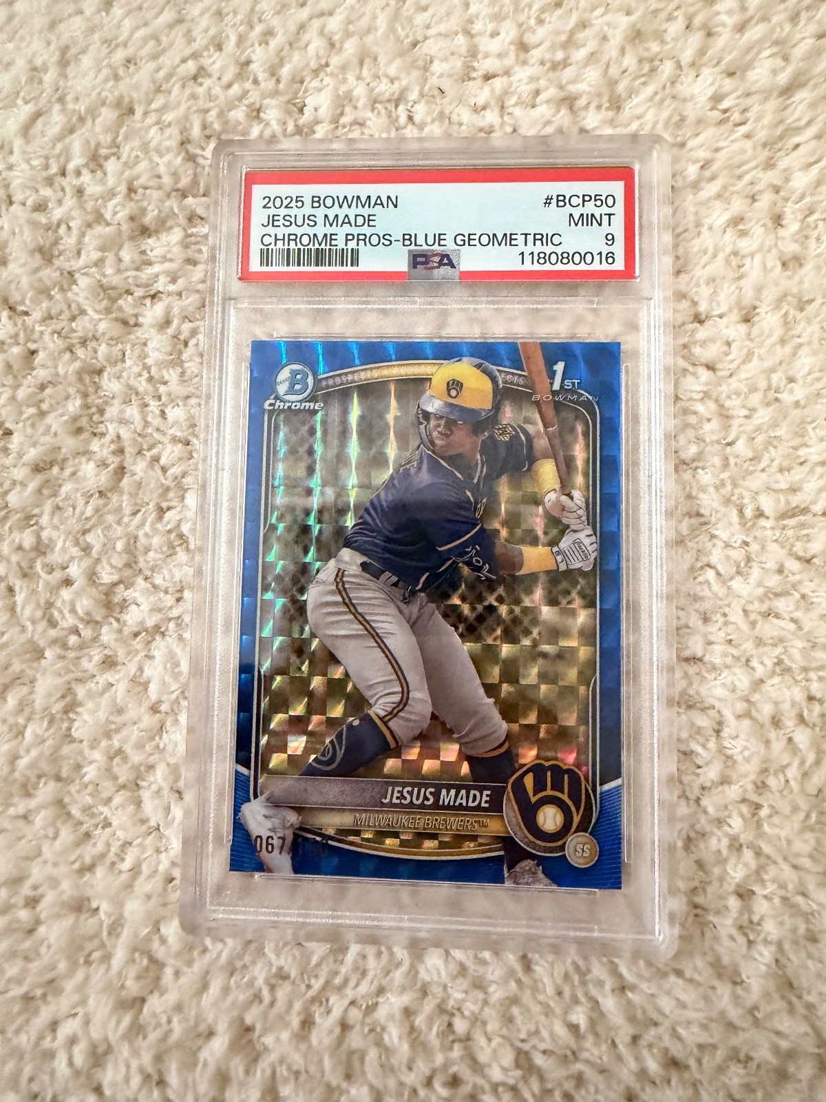 2025 1st Bowman Jesus Made Chrome Prospects-Blue Geometric /150!