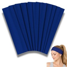 10 PCS Blue Stretch Fashion Headbands Women NonSlip Wraps Sports Yoga Gym