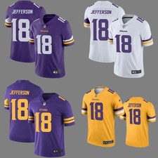 Jersey cosido Justin Jefferson Vikings para hombre blanco/púrpura/rush