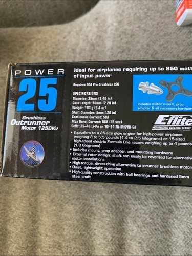E-flite Power 25 BL Outrunner Motor 1250Kv EFLM4025B Electric Brushless Motors - Picture 4 of 5