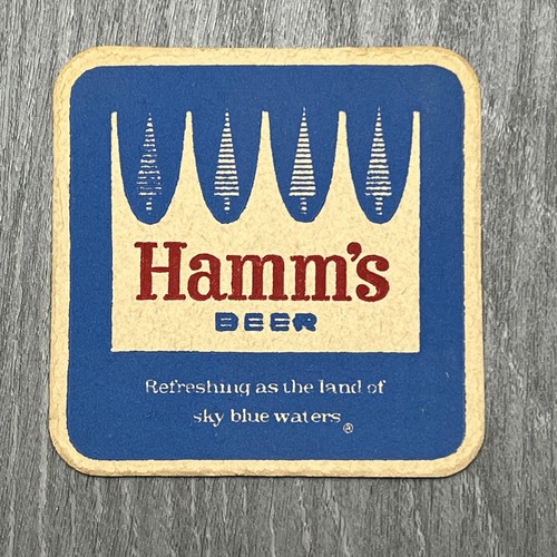 Vintage Hamm's Beer Cardboard Coaster Sky Blue Waters Bear Logo Bar Ad