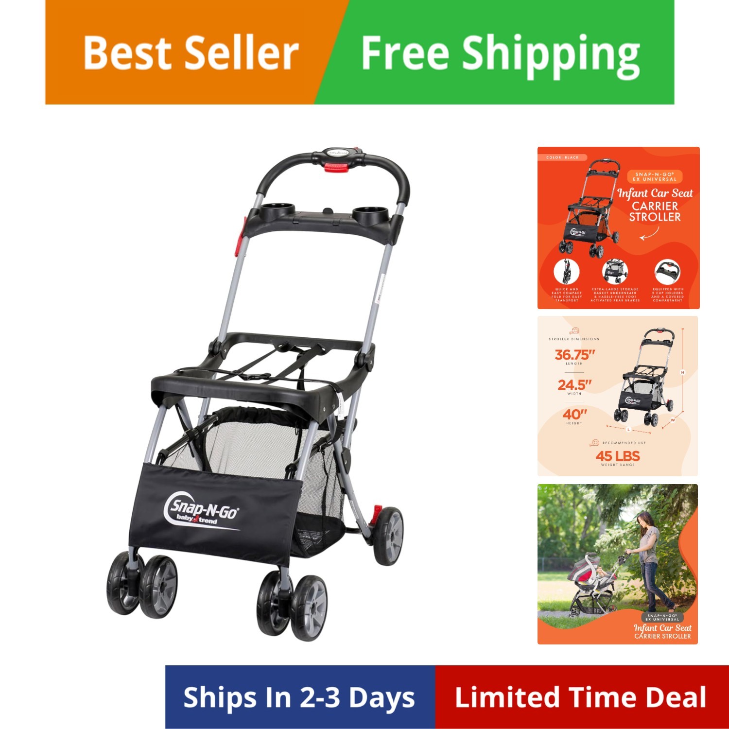 Snap N Go EX Polyester Lightweight Foldable Universal Single