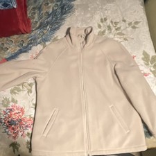 Beige Zip-Up Women's Jacket with Pockets, Lined, Mid-Length, Long Sleeve