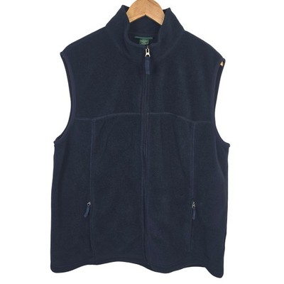 LL Bean Mens Navy Blue Fleece Full Zip Mock Neck Vest Large Regular