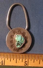 VINTAGE SOUTHWEST NAVAJO STERLING SILVER & TURQUOISE KEY RING SIGNED BENNETT