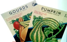 Set Of 2 EMPTY Seed Package Envelopes Halloween Gourds Pumpkin Vintage Lone Star