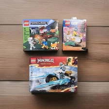 Lot Of 3 New LEGO sets Minecraft 21162, Ninjago 71816, Lego City Stuntz 60333