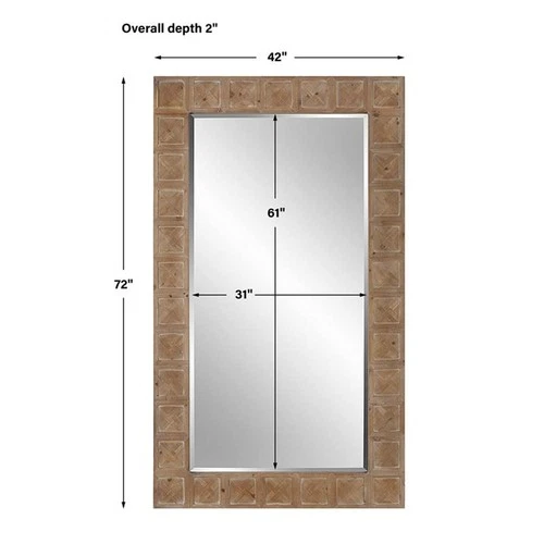 Uttermost Ranahan Farmhouse MDF Wood and Firwood Mirror in Natural Brown - Picture 7 of 7