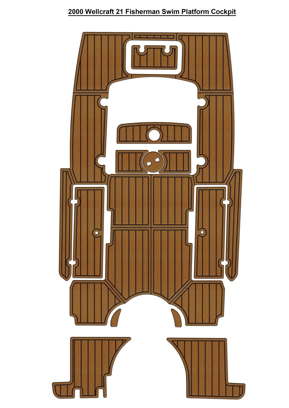 2000 Wellcraft 21 Fisherman Swim Platform Cockpit Pad Boat EVA Teak Floor Mat