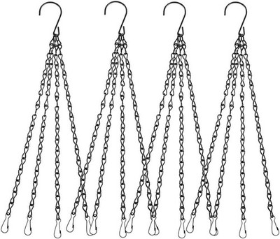 EMPHY 4Pack - 24 Inch 4 Leads Hanging Chain with Hooks Flower Pot Black 