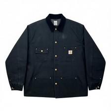 VTG Carhartt Black Blanket Lined Work Chore Coat Mens 3X Barn - AC