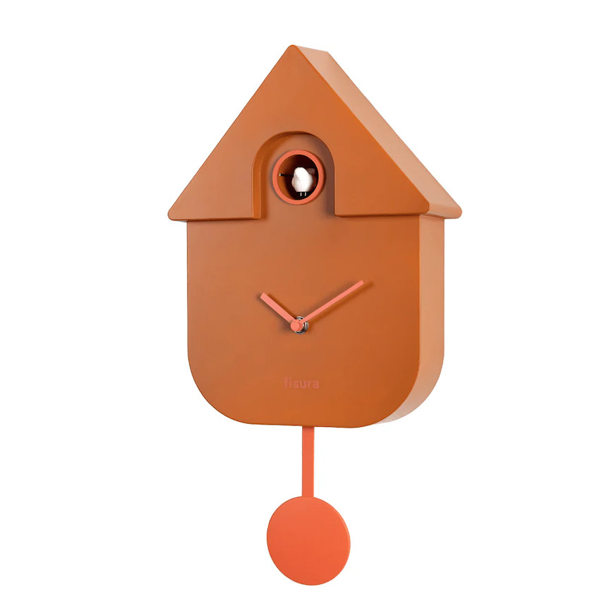 Horloge coucou terracotta Fisura cadeau pendule originale idée déco crémaillère