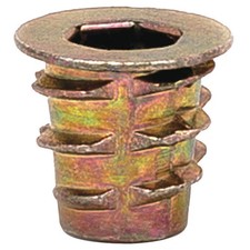 Hex Drive Threaded Insert, #10-32 Int Thrd Sz, 7/16 in L, 7/16 in Dia., Zinc