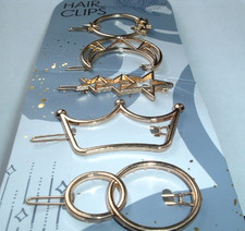5 Golden Stars Moon Crown and Rings Post Barrettes Hair Clips New with Tag