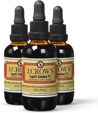 J.CROW'S  Lugol's Solution of Iodine 2 2 oz 3 Bottles 2 Fl Oz Pack 3 
