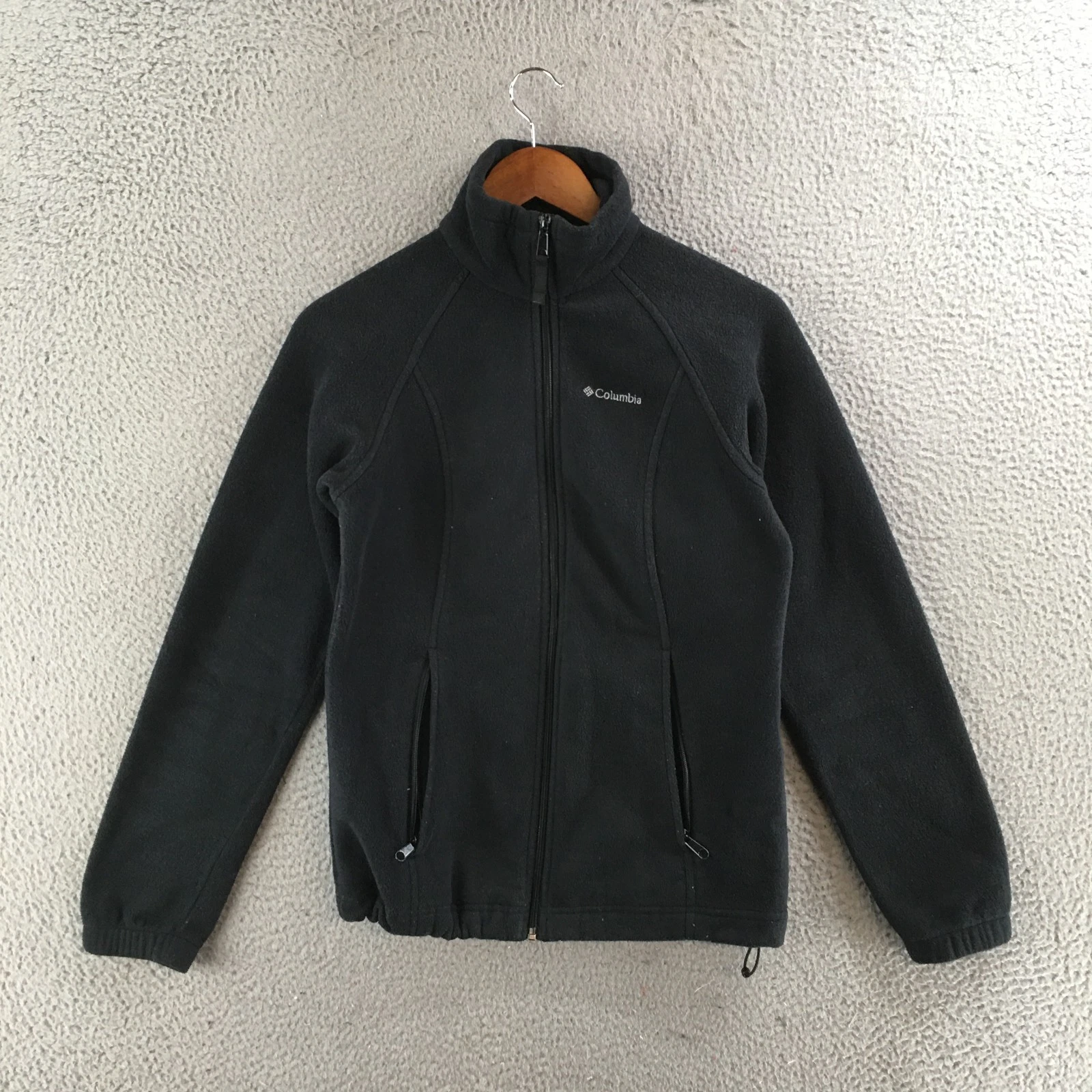 Columbia Fleece Jacket Mens S Full Zip Long Sleeve Stand Up Neck Pocket Black