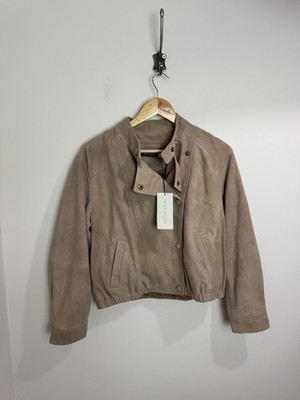 Neuwertige Samt Leder Wildleder Bomberjacke Gr. S sandbraun Capsule UVP 350£