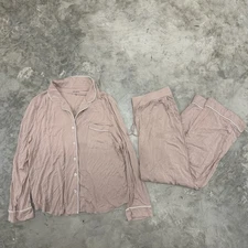 Cozy Earth Bamboo Stretch Knit Long Sleeve Pant Pajama Set Blush Pink Medium