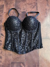 XS Black Sequin Bustier Top With Or Without Straps