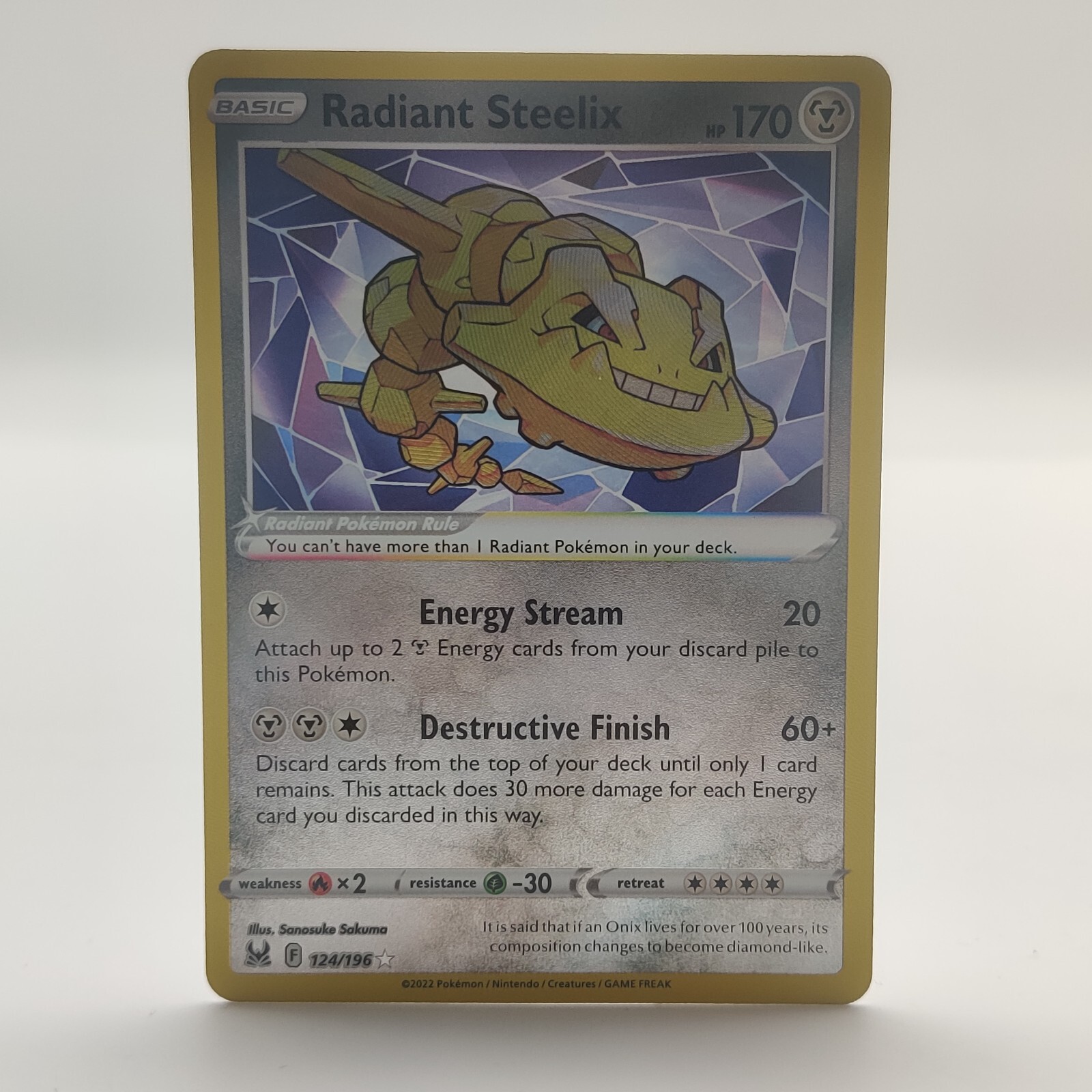 Pokemon TCG Karte - Radiant Steelix Shiny Holo Lost Origin 124/196 Near Mint