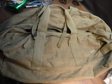Vintage LL Bean Large Canvas Travel Duffle Bag Tote Olive Green