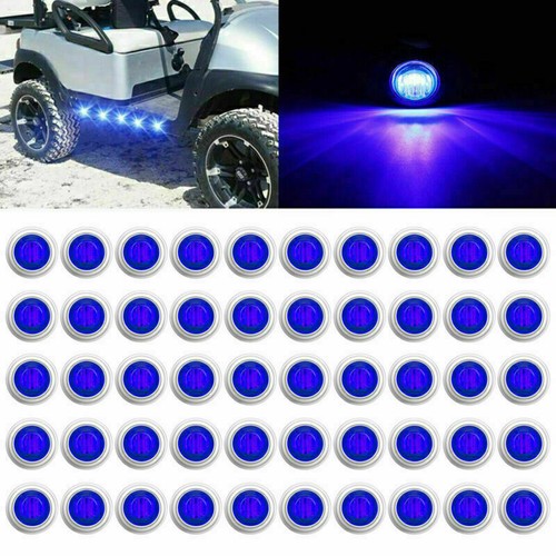 50X 3/4" Blue Round LED Side Marker Light Truck Trailer RV Bullet Stainless Base