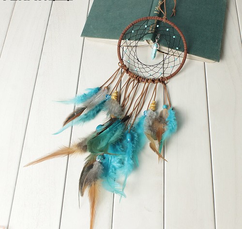 Small Blue Dream Catcher Indian Dreamcatcher Home Bedroom Hanging Decorations - Picture 3 of 5