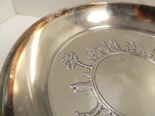 VINTAGE VINERS EMBOSSED CLASSICAL SCENE ART DECO SILVER PLATED EPNS BOWL - Picture 7 of 9