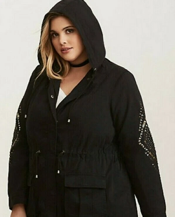 Torrid 2 Jacket Black Embellished Plus Size Cinch Waist 2X Aztec