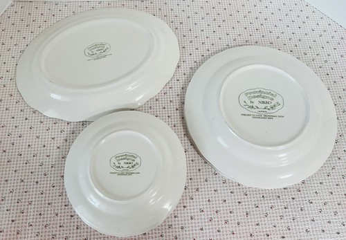 Nikko Provincial Designs 7 Piece Platter~Dinner Plates~Salad Plates Blue~Pink - Picture 6 of 14
