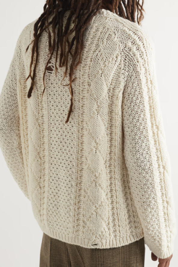 MAISON MARGIELA Distressed Cable knit Sweater Ivory cream MAISON MARGIELA Distressed Cable knit Sweater Ivory cream