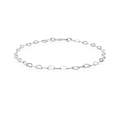 Heart Link Chain Bracelet in Sterling Silver