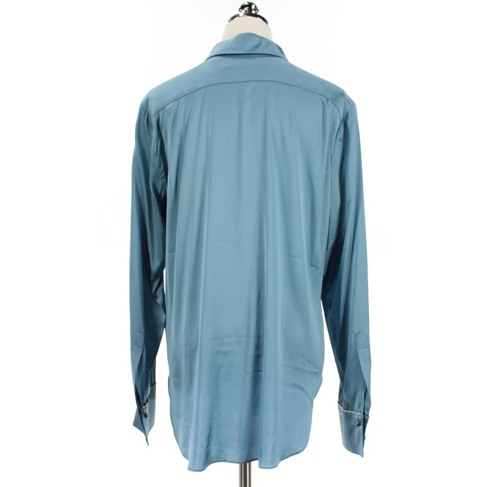 Top Robert Graham Nuevo con Etiquetas Gabriela Abotonado Talla L en Acero Azul Mezcla Seda Foto 4 de 4