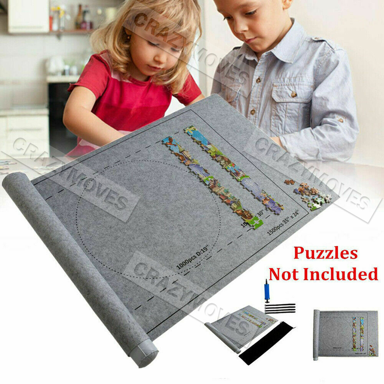 Puzzle Roll Mat Jigsaw Puzzle Storage Saver Pad Toys with Inflator VIC