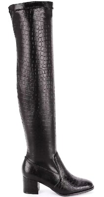 DAMEN DAMEN OVERKNEE OVERKNEES LEGER OFFIC KROKO MITTELHOHER ABSATZ BLOCKABSATZ GRÖSSE