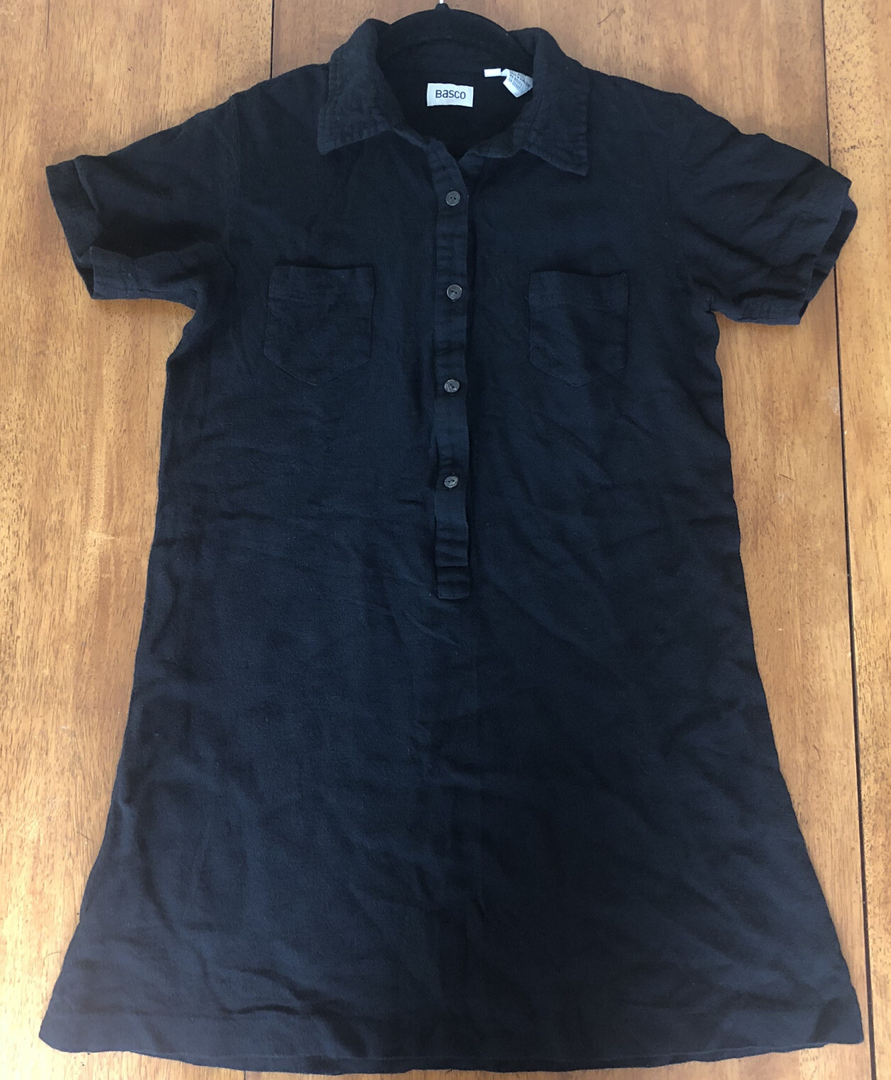 Basco Basic Black Collared Mini T shirt dress siz… - image 1