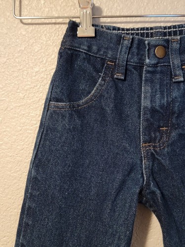 Rustler Jeans Boys Size 5 Slim Straight Elastic Waist Heavy Duty Denim Dark Blue - Picture 2 of 7