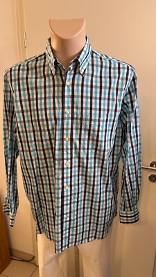 Emidio Tucci kariertes Button-down-Hemd, Herren, Gr. 5 (XL, 44) blau weiß,